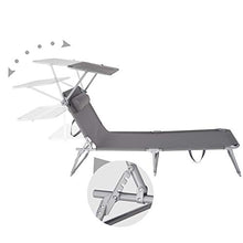 TecTake 800772 Sedia a Sdraio con Parasole, Schienale Regolabile in 4 Posizioni, Rivestimento Resistente, Giardino Spiaggia Lettino da Sole - Disponibile in Diversi Colori (Grigio | No. 403413)
