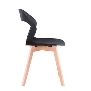 WV LeisureMaster - Set di 4 sedie da pranzo in materiale ABS, gambe in legno, sedie da ufficio, per sala da pranzo, soggiorno, 4 pezzi, colore: Nero