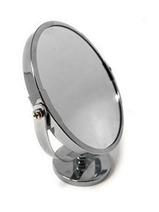 Vetrineinrete® Specchio cosmetico Rotondo da Trucco con Zoom da appoggio per Barba rasatura da Tavolo ø 15 cm Argento o Nero 87860 (Argento) F5