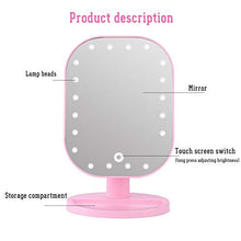 Specchio da trucco a LED, con 20 luci a LED, con ingrandimento 10x, con design girevole a 180°, colore rosa