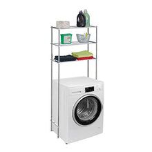 Relaxdays Mobile per Lavatrice in Metallo, 3 Scaffali per Bagno o Lavanderia, sopra WC HxLxP 162,5x67x30 cm, Argento, Plastica Ferro