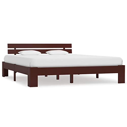 BIGTO - Struttura per letto in legno di pino massiccio, per camera da letto, stile C, 180 x 200 cm, colore: Marrone scuro
