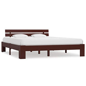 BIGTO - Struttura per letto in legno di pino massiccio, per camera da letto, stile C, 180 x 200 cm, colore: Marrone scuro