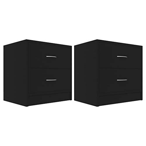 Tidyard 2 pz Comodini Camera da Letto, Tavolini Lato Divano da Salotto Portaoggetti, Tavolino Divano per Soggiorno in Truciolato 40x30x40 cm Neri