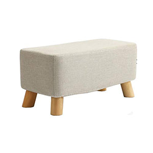 Mobili per la casa e Giardino Panca Imbottita in Legno massello con Seduta Rivestita in Pelle di Vitello con Rivestimento Rimovibile in Lino Grigio 56x28x26cm Ottomani da Cucina