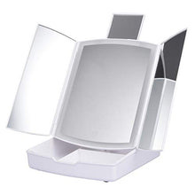 Specchio illuminato, specchio cosmetico con luci a LED e trucco, regolabile touch screen illuminato specchio trucco tri-pieghevole tavolo da lavoro controsoffitto specchio cosmetico