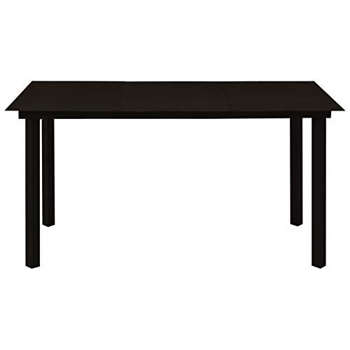 Qnotici Tavolo da Pranzo da Giardino con Struttura in Acciaio Verniciato a Polvere, Pratico Tavolo da Pranzo da Esterno in Stile Moderno 150 x 80 x 74 cm (Lunghezza x Larghezza x Altezza) -Nero