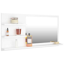 Festnight Specchio da Bagno, Specchio per Bagno da Parete, Specchio Bagno con Mensole 90x10,5x45 cm in Truciolato Bianco