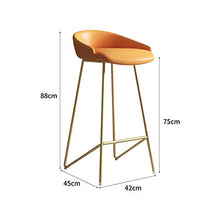 Sgabello da Bar in Metallo per Uso Domestico Sgabello Alto, Sgabello da Bar in Ferro in Stile Nordico con Cuscino in Spugna, con Cuscino Antiscivolo e Installazione Semplice Arancione, Nero