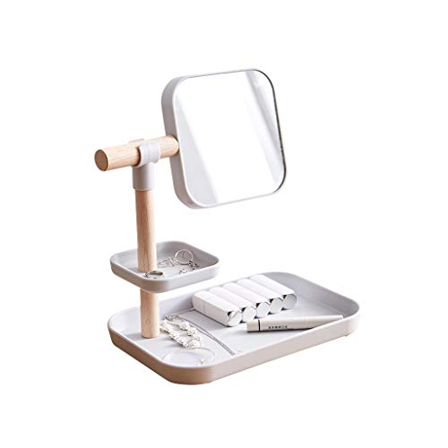 Xinxinchaoshi Specchi da Tavolo Specchio di Trucco Semplice della Scatola di stoccaggio cosmetica Specchio girante di Rotazione di 360 Gradi Specchio Cosmetico