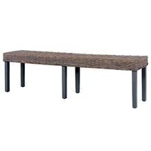 Lechnical Pratica Panca da Interni, Panca in Legno massello di Mango Rattan 160 x 35 x 45 cm (Larghezza x profondità x Altezza) -Grigio