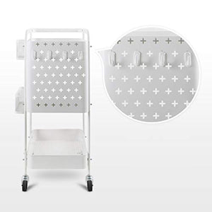BLWX LY Carrello di Servizio in Metallo a 3 Piani con 2 cestini sospesi e 4 Ganci ， Carrello Organizer con 4 Ruote ， Ripiani portaoggetti for Giocattoli for Bambini ， Bianco