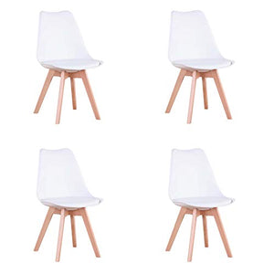 GrandCA Set di 4 sedie, Sedia da Pranzo, Sedia a Tulipano in Stile Nordico, Adatta per Soggiorno, Sala da Pranzo (Bianco)