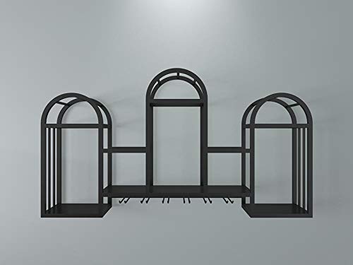OUGEA Porta Bottiglie,Porta Bottiglie Vino Vintage in Ferro Parete Calice Capovolto Porta Bottiglie per la casa portapiante in Vaso Nero 108X20X61CM