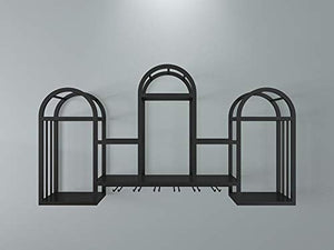 OUGEA Porta Bottiglie,Porta Bottiglie Vino Vintage in Ferro Parete Calice Capovolto Porta Bottiglie per la casa portapiante in Vaso Nero 108X20X61CM