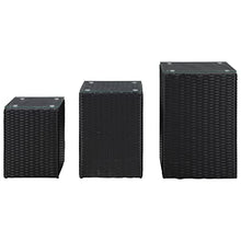 vidaXL Tavolini Laterale 3 pz con Piano in Vetro Neri in Polyrattan