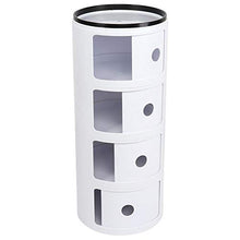 Componibile,Mobile Bagno 4 Strati Componibile,Contenitore di Stoccaggio Porta Scorrevole di Forma Rotonda per la Casa,Bianco,32 * 76cm