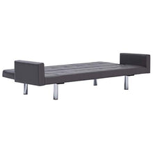 mewmewcat Divano Letto con Braccioli Grigio in Similpelle,Divano Letto 3 Posti,Divano Letto in Ecopelle Grigio Moderno