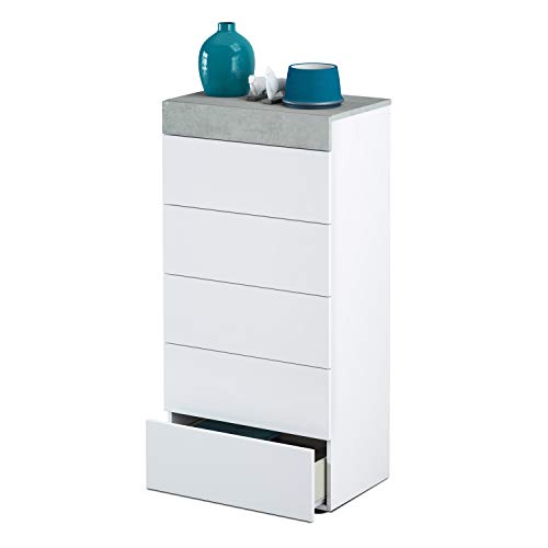 Habitdesign Winter B10 Cassettiera, Melamina, Bianco, 61 x 40 x 118 cm