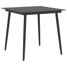 FAMIROSA Tavolo da Giardino Nero 80x80x74 cm in Acciaio e Vetro-3114