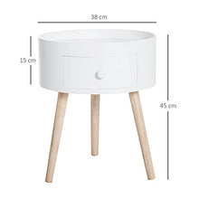 HOMCOM Tavolino da Salotto Moderno in Legno, Tavolino Rotondo con Cassetto, Tavolino da Caffè per Soggiorno e Camera, Bianco