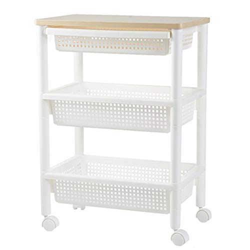 &ripiano di stoccaggio Scaffalature Multifunzione Home Soggiorno 3 strati Con Ruota Mobile Portabottiglie Cucina Verdura Portabibite Cestino Bianco Scaffale di finitura