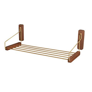 WLVG Portasciugamani Bagno di Lusso Portasciugamani in Legno di Noce Nero Portasciugamani in Legno massello in Ottone Portasciugamani da Bagno Mensola portasciugamani Portasciugamani da Parete (C