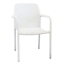 Milani Home s.r.l.s. Set Tavolo Giardino 150 X 90 con 4 Poltrone Piano in Vetro Intreccio in Rattan Sintetico Bianco per Esterno