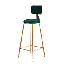 YS Sedia Sgabello da Bar Sedile Bar, Schienale in Ferro Nordico Art Schienale Alto Rotondo in Velluto Sala da Pranzo Tempo Libero Moda Semplice Pub Cafe Restaurant Counter,Verde,75 cm