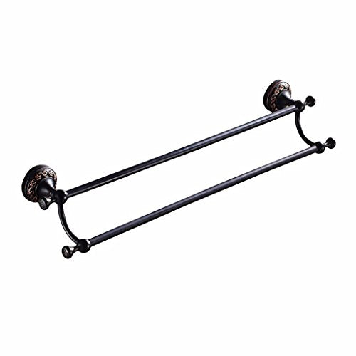 MBYW Portasciugamani Moderno Minimalista Portasciugamani Elegante per Il Bagno di Moda Bagno Ciondolo in Rame Bagno Europeo scolpito Bronzo Nero Antico Doppio palo portasciugamani cremagliera