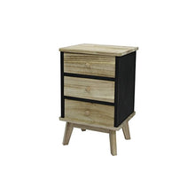 Rebecca Mobili Comodino Cassettiera Legno Chiaro Nero Stile Industrial Camera da Letto Soggiorno Arredo Casa - 57x37x32 (H x L x P) - Art. RE6085
