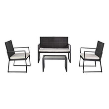 Aktive 61009 - Set di mobili da Giardino in Rattan Sintetico: Divano(114x58x84) + 2 poltrone (57,5x58x84) + Tavolo (71x41x39)
