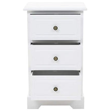 Cikonielf - Comodino moderno per camera da letto, con 3 cassetti, supporto per cellulare, armadio, comò in MDF e legno di pino, 35 x 32 x 59 cm, bianco (non richiede montaggio)