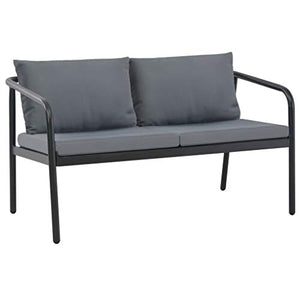 Tidyard Divano da Giardino a 2 Posti con Cuscini Grigio in Alluminio,Panca da Giardino Esterno a 2 Posti con Schienale