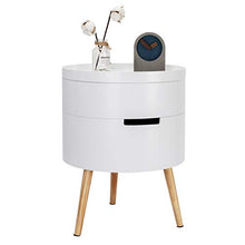 WOLTU TS50ws-2 Set di 2 Comodini Bianchi a 2 Ripiani Contenitore Rotondo Organizzatore da Letto Tavolino da Salotto in Legno