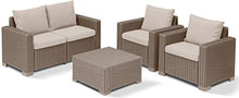 Keter California Set 2 Poltrone in Rattan, Set di 2 Divanetti con Cuscino Incluso Color Cappuccino