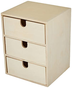 Rayher 62382000 Piccola cassettiera in legno, 3 cassetti, per scrivania, 21,5 x 14,5 x 16 cm