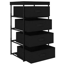 vidaXL Armadietto con 4 Cestini Cassettiera Smontabile Armadio Contenitore da Viaggio Cassetti Scaffale Scaffalatura Organizzatore Tessuto Nero