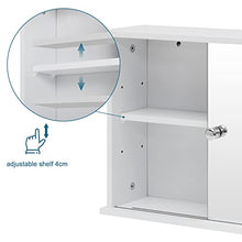 EUGAD Mobiletto Pensile da Bagno con Specchio Armadietto Bianco Lucido da Lavabo con Due Porte 55x14x36cm 0021WY