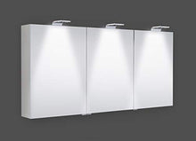 Generisch Terra Focus - Armadietto con specchio in alluminio, luce a LED, pannello posteriore in vetro nero, 1500 x 700 x 155 mm