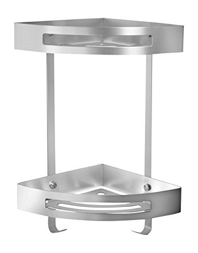 Ambrosya® | Cestino Doccia Esclusivo in Acciaio Inox | Mensola Bagno Doccia Vassoio angolare Supporto Cestino (Acciaio Inossidabile (Spazzolato), 2 Piani)
