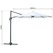 Outsunny Ombrellone Decentrato Angolazione Regolabile Girevole a 360 da Giardino Poliestere Φ294x248cm Bianco Crema