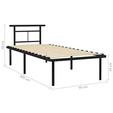vidaXL Giroletto Nero in Metallo 90x200 cm