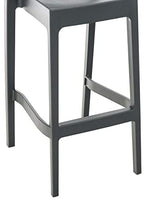Sgabello Bar Maya Impilabile In Polipropilene I Sgabello Outdoor Con Schienale I Sedia Sgabello Alta In Plastica Alt. 75 CM, Colore:grigio scuro