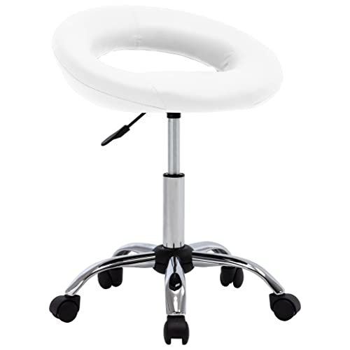 vidaXL Sedia da Lavoro con Ruote Poltrona Uffico Girevole Poltroncina Seduta Sedia Mobili Studio Seggiola Arredamento Bianca in Similpelle