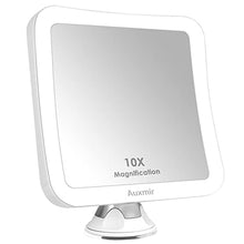 Auxmir Specchio da Trucco LED Ingrandimento 10X Specchio Ingranditore Illuminato per Bagno Specchio Quadrato a Ventosa 360° Girevole Portabile Senza Fili 16X16CM