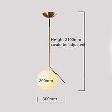 MZStech Lampada da soffitto moderna, lampada a sospensione sferica in ferro e vetro dorato, base a sospensione a lampadina E27 (20cm)