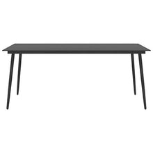 FAMIROSA Tavolo da Giardino Nero 190x90x74 cm in Acciaio e Vetro-3116
