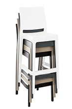 Sgabello Bar Maya Impilabile In Polipropilene I Sgabello Outdoor Con Schienale I Sedia Sgabello Alta In Plastica Alt. 75 CM, Colore:bianco