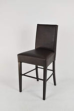 t m c s Tommychairs - Set 2 sgabelli bassi modello Luisa per cucina e bar, struttura in legno di faggio color Wengé, Seduta e Schienale Imbottiti e Rivestiti in pelle artificiale marrone